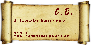 Orlovszky Benignusz névjegykártya
